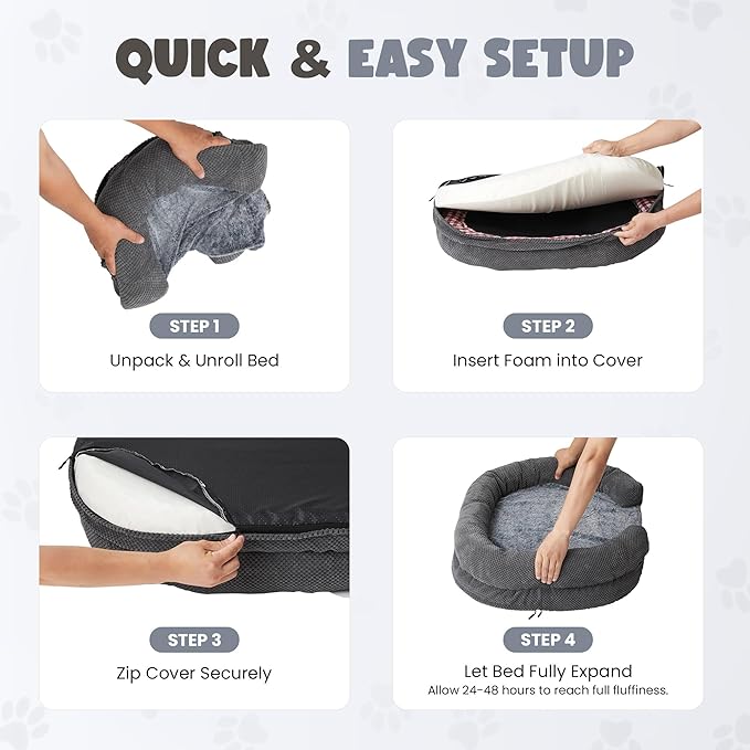 Miorun Arthritis Dog Bed, Orthopedic Dog Bed with Memory Foam, Extra Spacious Pet Bed with Supportive Sides, Removable Washable Cover, Designed for Senior Dogs Comfort Better Sleep and Joint Support