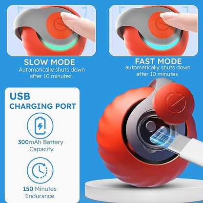 HS VALUES Turbo Tail 3.0 Cat Toy (2-Pack) – 2025 Smart Interactive Cat Toy Ball, Speedy Motion-Activated Toy for Indoor Cats, Rechargeable & Durable Design (Orange & Blue)