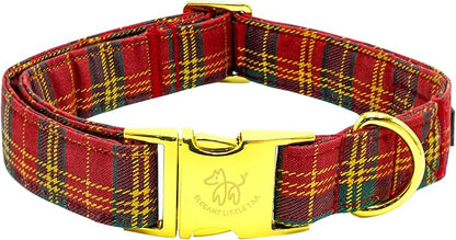 Elegant little tail Dog Collar, Christmas Red Plaid Pet Collar Cute Dog Collars Male or Female Pet Gift Adjustable Dog Collar for Medium Dogs