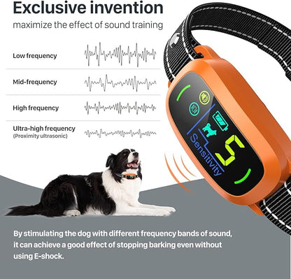 FAFAFROG Dog Bark Collar for Large Medium Small Dogs, Rechargeable Smart Bark Collar, Anti Barking Training Collar with 5 Adjustable Sensitivity Beep Vibration (Orange)