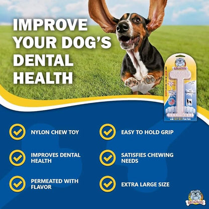 Bullibone Nylon Dog Chew Toy for Aggressive Chewers - Dental Hygiene Bone with Bacon Flavor, Durable Tough Chew Toys for Extra Large Dogs, Indestructible Dog Bone - Single