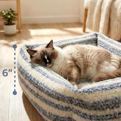 WESTERN HOME WH Dog Beds for Small Dogs & Cat, Washable Cat Bed - High Back Support Pet Sofa with Sides, Soft Small Pet Bed with Anti Slip Bottom, 20inch, Blue