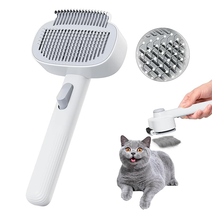 LGYJQTCMG 2-in-1 Pet Deshedding Brush Cat Dematting Comb for Indoor Cats and Dogs Comb for Shedding Long & Short Hair Gentle Massage Grooming Tool Easy to Remove Loose Undercoat,Matted Fur & Tangles