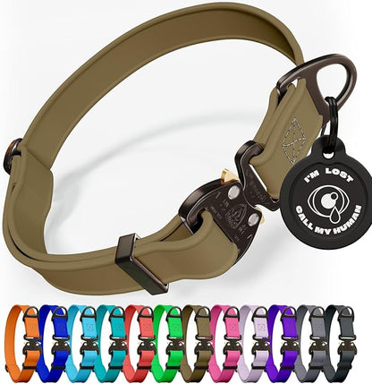 NexaPaw Biothane Dog Collar with Cobra Buckle - Made in USA - QR Code Dog Tag ID Included - Adjustable Heavy Duty Dog Collars for Medium Large Dogs - Waterproof Military Grade Tactical Collar for Dogs