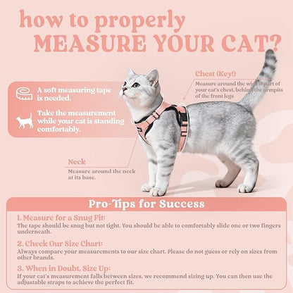 rabbitgoo Cat Harness and Leash for Walking, Escape Proof Soft Adjustable Vest Harnesses for Cats, Easy Control Breathable Reflective Strips Jacket, Light Salmon Pink, XS