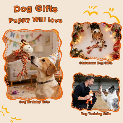 Rope Dog Toys to Keep Them Busy - Tug of War Dog Toys for Boredom Plush Interactive Squeaky Puppy Toys for Small Medium Large Dogs