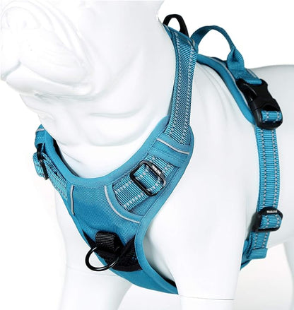 JUXZH Truelove No Pull Dog Harness with Easy Control Handle and 2 Leash Attachments,Reflective Adjustable Pet Vest