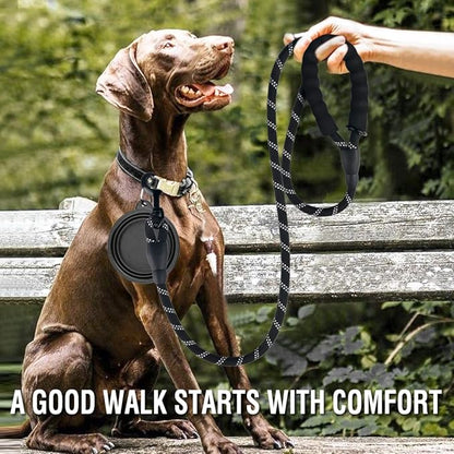 COOYOO 2 Pack Dog Leash 5 FT Heavy Duty - Comfortable Padded Handle - Reflective Dog Leash for Medium Large Dogs with Collapsible Pet Bowl¡­