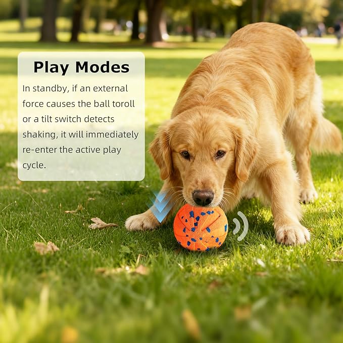 Interactive Dog Toys Ball, Automatic Moving, Bouncing Chew Toys, E-TPU Material, Suitable for Large and Medium-Sized Dogs, Used for Boredom Relief and Daily Training, USB Rechargeable