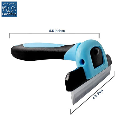 LOVINPUP Dog Grooming Brush, Professional Grooming Tool for Dogs, Deshedding Brush, Removes Tangles, Knots, Dead or Loose Hair, Removable Stainless Steel Comb, with Comfort Grip Handle