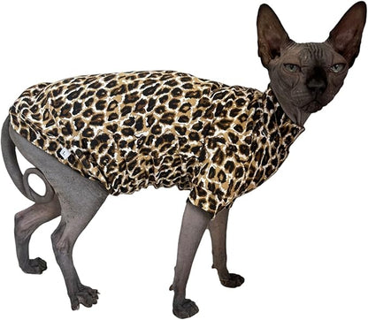 Limited Edition Sphynx Cat Cotton T-Shirts Hairless Cat Sweatshirt Pet Kitten Clothes Round Collar Kitten Shirts Vest Cats & Small Dogs Apparel (Jaguar, S (3.3-4.4 lbs))