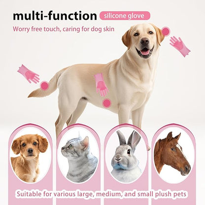 NVNAN Dog Shampoo Brush, Dog Bath Brush, and Dog Washing Gloves | Essential Dog Bath Supplies and Pet Grooming Gloves for Dogs and Cats (1 Pair, Pink)