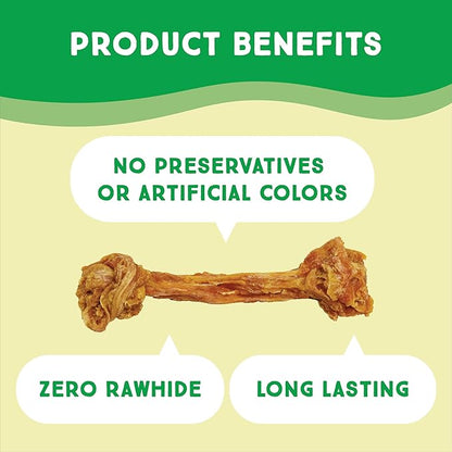 Ultra Chewy Turkey Tendon Knotted Bones for Dogs - Premium All-Natural, Hypoallergenic, Long-Lasting Dog Chew Treat, Easy to Digest - Ingredient Sourced from USA (8 Inches - 2 Pack)