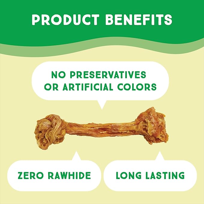 Ultra Chewy Turkey Tendon Knotted Bones for Dogs - Premium All-Natural, Hypoallergenic, Long-Lasting Dog Chew Treat, Easy to Digest - Ingredient Sourced from USA (8 Inches - 1 Pack)