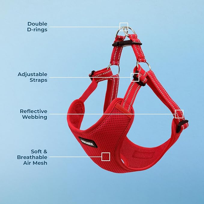 Best Pet Supplies Voyager Adjustable Step-in Flex Breathable Mesh Dog Harness for Small Medium Large Dogs (Red), XL