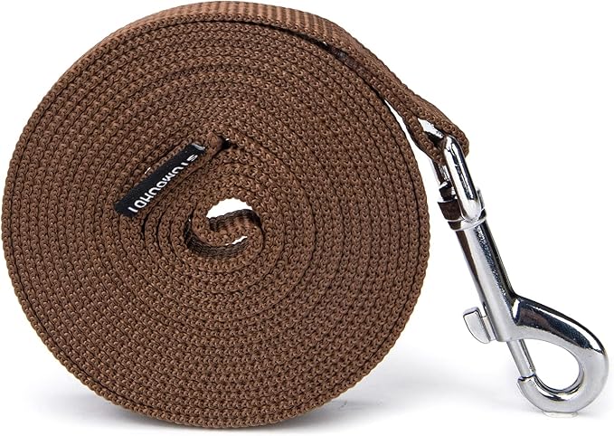 Siumouhoi Strong Durable Nylon Dog Training Leash, 1 Inch Wide Traction Rope, 6 ft 10ft 15ft Long, for Small and Medium Dog (Brown, 6 Feet)