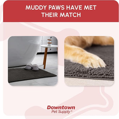 My Doggy Place Dog Mud Mat, 36"x26" Ash – Thick Microfiber Entry Rug for Snow, Mud & Salt – Absorbent, Quick-Dry, Washer-Safe & Non-Slip, Large