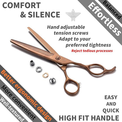 High-end Professional Dog Grooming Thinning Scissors Teeth Cutting Blending Shears Pet Texturizing Shears 7 Inch Extremely Very Sharp Stainless Steel Alloy For Cat Other Animals Groomer