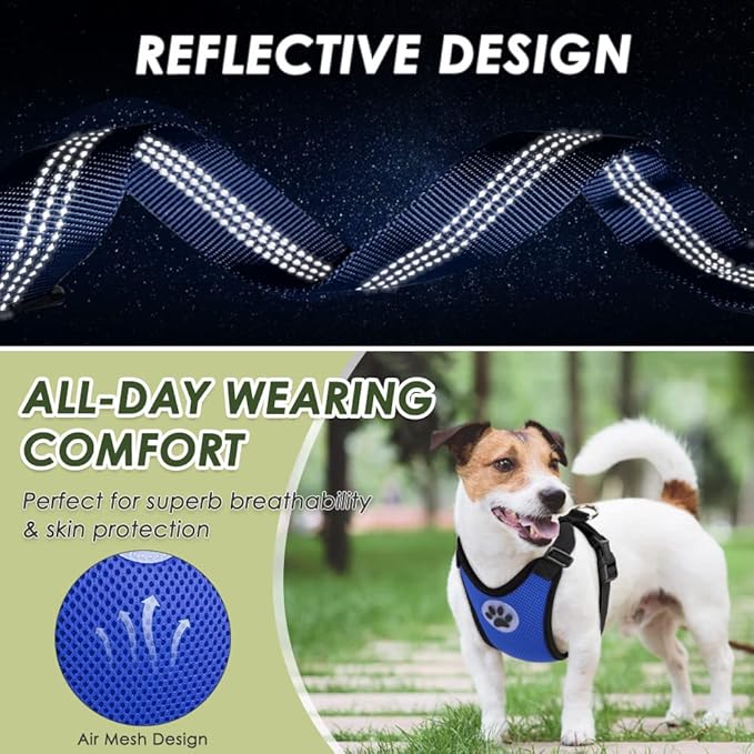 Lukovee Dog Seat Belt for Car, Adjustable Dog Car Harness for Large Medium Small Dogs, Soft Padded & Breathable Mesh Dog Seatbelt with Car Vehicle Connector Strap (Blue Double Clip,Large)