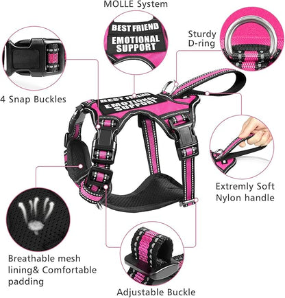 WINSEE Service Dog Vest No Pull Dog Harness with 7 Dog Patches, Reflective Pet Harness with Durable Soft Padded Handle for Puppies, Small, Medium, Large, and Extra-Large Dogs