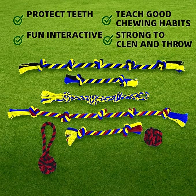 PAWPOURRI Dog Rope Toys for Medium and Large Dogs | Strong Cotton Rope Set for Chewing, Teething Comfort, Tug Play and Daily Interactive Activities | (2 pcs Dog Toys Combo)