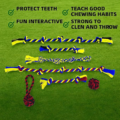 PAWPOURRI Dog Rope Toys for Medium and Large Dogs | Strong Cotton Rope Set for Chewing, Teething Comfort, Tug Play and Daily Interactive Activities | (2 pcs Dog Toys Combo)