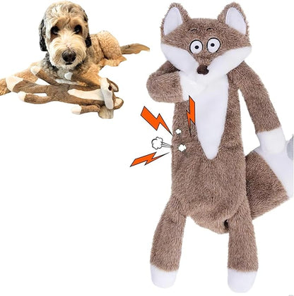 Plush Fox Dog Toy – Squeaky & Crinkle, No Stuffing, Soft – For Small, Medium & Large Dogs, All Breeds – Perfect for Puppies & Senior Dogs, Premium Safe Chew Play