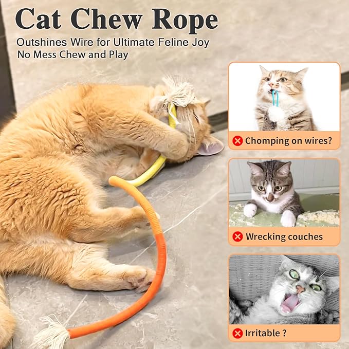 Retro Shaw Cat Chew Toys Ropes 3Pcs with Natural Catnip & Silvervine, Cat Nip String Toy, Interactive Kicker Safe Teeth Cleaning Kitten Toys for Indoor Cats Kitty, 23.6 Inches