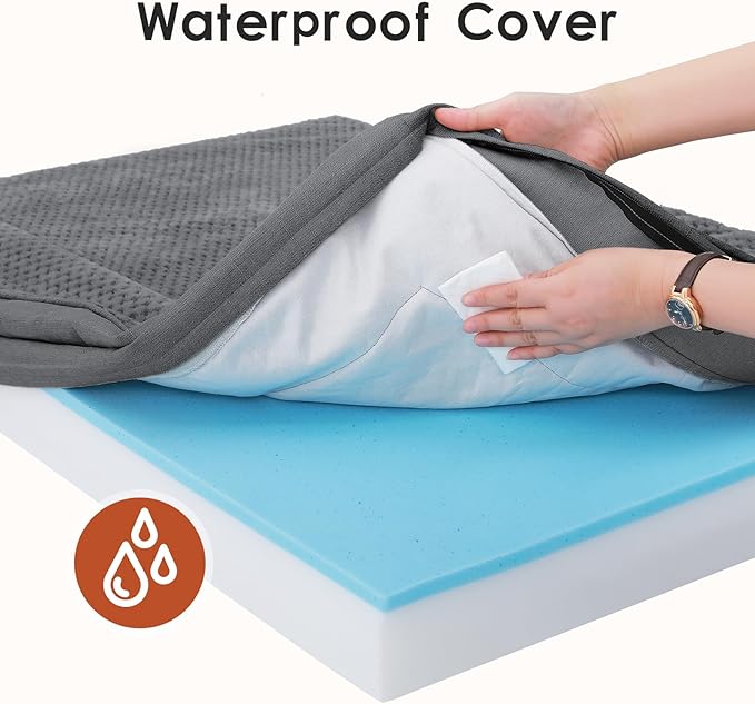 Rainmr Orthopedic Dog Bed Medium Size Dog, Memory Foam Dogs Bed for Medium Dogs, Washable Removable Cover, Nonskid Bottom, Waterproof, for Indoor, Outdoor, Crate ＆ Car Use, 35x23x6 Inches, Dark Grey