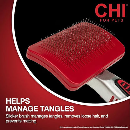 CHI for Dogs Self-Cleaning Pivoting Slicker Brush - High-End Dog Grooming Brush for Small Breeds - Detangling and Deshedding Tool for Coats - Size Small for Everyday Use - 3 Pack
