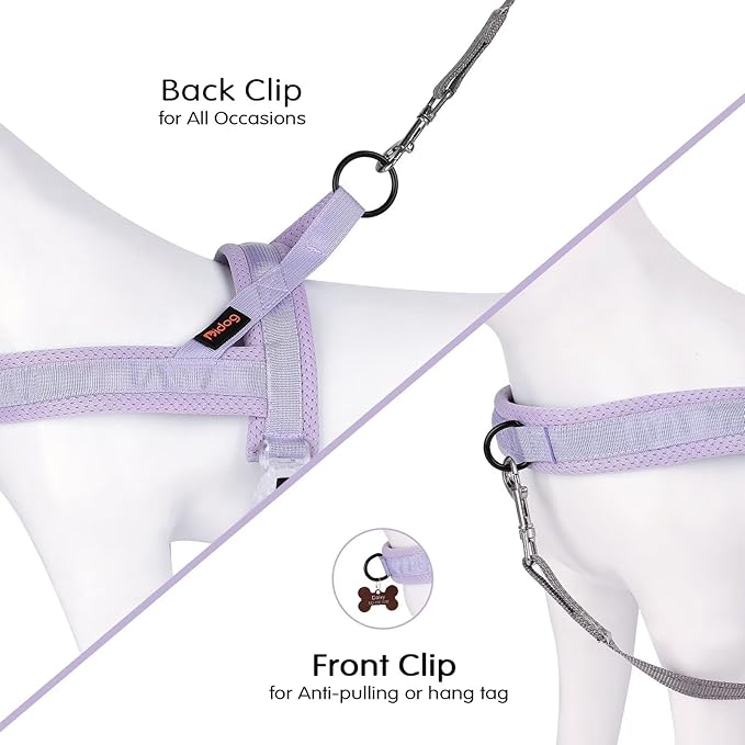 Didog No Pull Dog Harness with Breathable Mesh Padded, Quick Fit & Easy on Dog Vest Harness for Small Medium Large Dogs Training Walking(Purple,S)