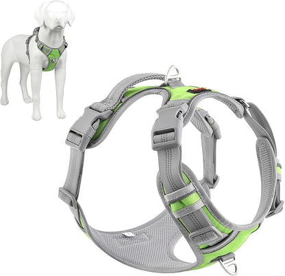 Plutus Pet No Pull Dog Harness, Release at Neck, Reflective Adjustable Dog Vest Harness, Easy Control Handle for Walking, for Small Medium Large Dogs, Green, S
