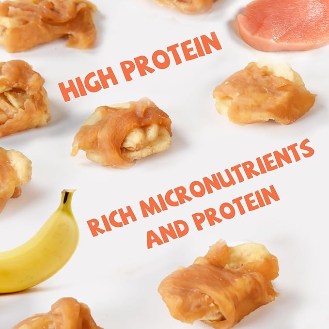 Pawmate Dog Treats Chicken Wrapped Banana Slices with 1% Taurine, Healthy Training Snacks Rich in Natural Fiber, Rawhide-Free Grain-Free Soft Chews for Small Medium Dogs, 10.6 oz