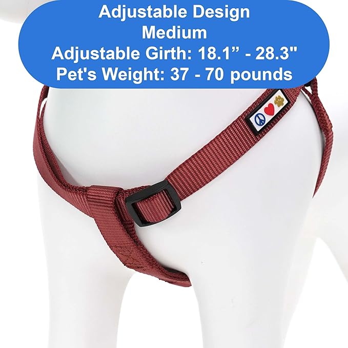 Pawtitas Personalized Dog & Puppy Harness Medium Marsala Custom ID Tag Adjustable No Pull Vest