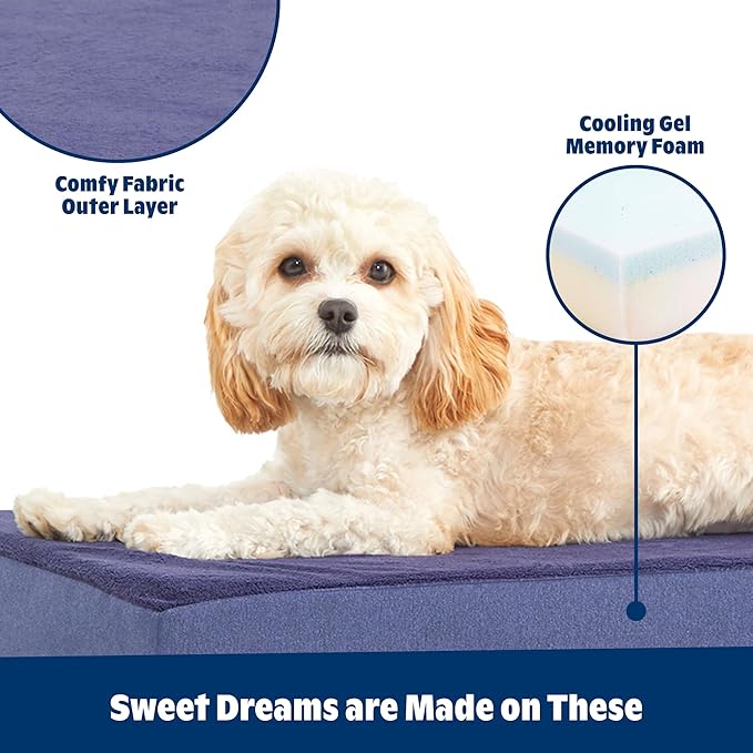 Barkbox Orthopedic Dog Bed | Comfortable Memory Foam Mattress for Joint Relief | Head and Neck Support Waterproof with Non Skid Bottom | Calming Durable Bed with Washable Cover | XL, Navy