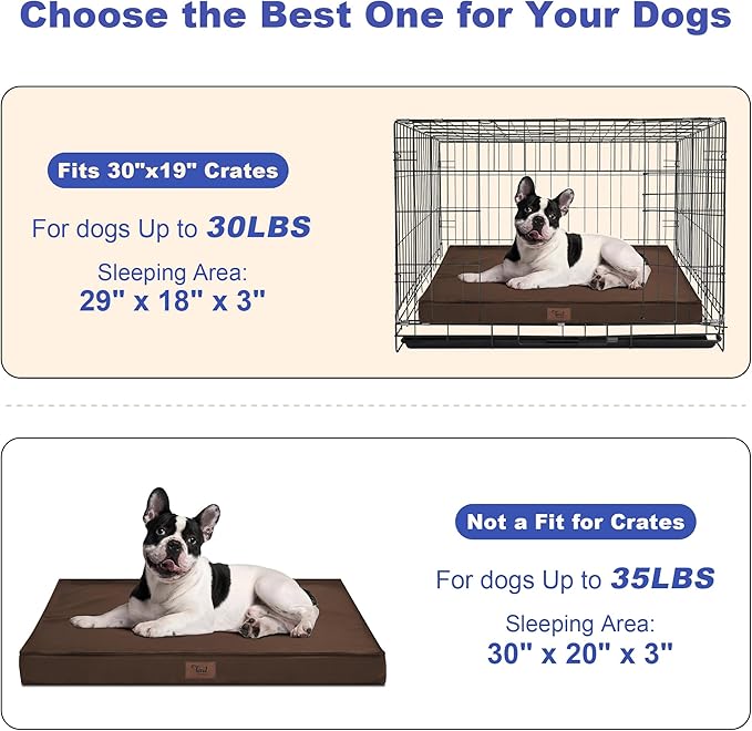 Tail Stories Outdoor Dog Bed Waterproof, Outside Orthopedic Dog Bed for Medium Dogs & Puppies, Egg Crate Foam Pet Mat with Removable Washable Oxford Cover, 30x20 Inch, Brown