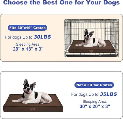 Tail Stories Outdoor Dog Bed Waterproof, Outside Orthopedic Dog Bed for Medium Dogs & Puppies, Egg Crate Foam Pet Mat with Removable Washable Oxford Cover, 30x20 Inch, Brown