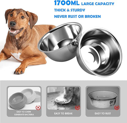 ADENGL Elevated Dog Bowls, 10" Tall Height, Raised Bowl Stand with 2 Stainless Steel Food Feeder Bowls (58oz) and Spill-Proof Mat for Medium Large and Small Breeds