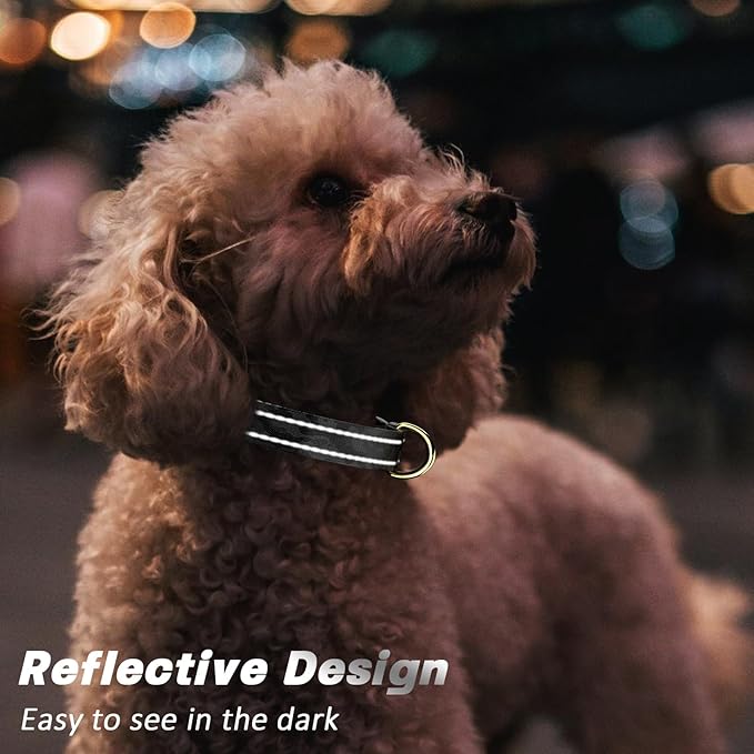 Reflective Dog Collar for Extra Small Dogs Cats, Cute Camouflage Adjustable Heavy-Duty Nylon Puppy Collar for Boy and Girl Female, Soft Pet Accessories with Quick Release Buckle, Black
