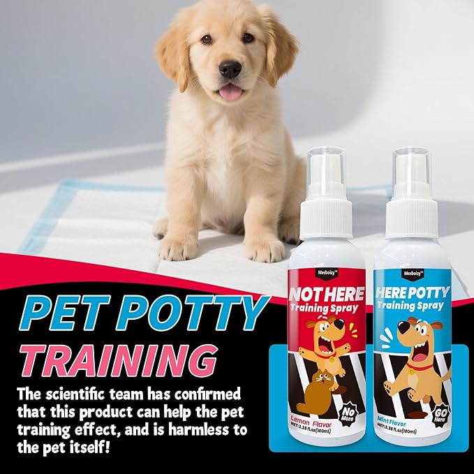 Mesboizy Dog Pee Spray Set, Includes Here Potty & Not Here Training Spray, Puppy Pee Spray, Helps Dogs Develop Proper Potty Habitss (3.38 fl oz Each)