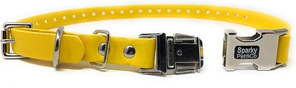 Sparky Pet Co - Apollo ECollar Replacement Strap - Dog Collar - Waterproof Biothane - Adjustable - Double Buckle - Quick Snap Metal Clasp - for Invisible Fence Systems - 3/4" x 28" (Yellow)