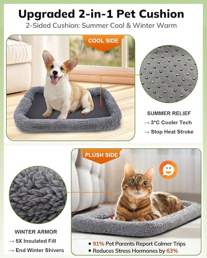 Morpilot Cat Carrier - Cat Carrier Soft for Small or Medium Cats up to 16lbs, with Sided Cushion, Secure Buckle and Foldable Bowl, Dog Carriers for Small Dogs (Dark Gray)