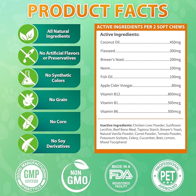 Carmelie Flea and Tick Prevention for Dogs Chewables - 200 Soft Chews Natural Dog Flea and Tick Chewables, Oral Flea Supplement for Dogs, Puppy Flea Support - All Breeds & Ages - Chicken Flavor