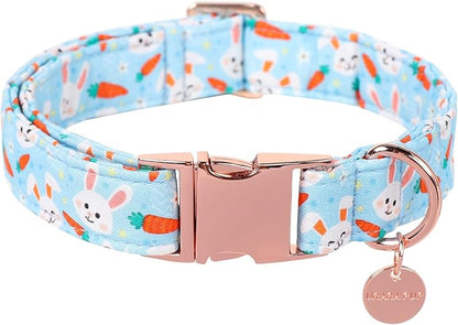 UP URARA PUP Bunny Collar, Cotton Rabbit Collar for Puppy Girl Boy Dog or Cat, Cute Carrot Pet Collar with Metal Buckle, XL
