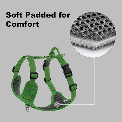 Plutus Pet No Pull Dog Harness, Reflective Adjustable Dog Vest Harness with Handle, Escape Proof, Soft Padded for Small Medium Large Dogs (Green, S)
