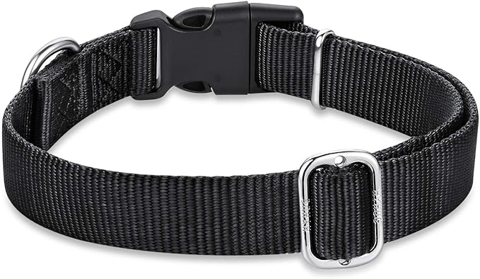 Hyhug Small Dog Collar Quick-Release Black| Heavy-Duty Nylon Puppy Collar, Adjustable & Durable Pet Supplies for Boy & Girl Dogs (Small, Black)