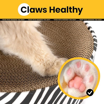 Conlun Oval Cat Scratcher Bed, 2-in-1 Cat Scratching Board, Natural Corrugated Cardboard Scratch Pad Lounge, Sealed Base Traps Debris,No Assembly Kitty Furniture,Stylish Colors Blends Any Home Decor