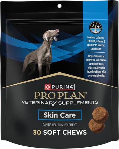 Purina Pro Plan Veterinary Supplements Skin Care Dog Supplements with Omega-3 Fish Oil and EPA and DHA - (Pack of 1) 30 ct. Pouches