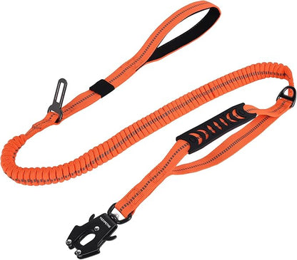 YSZYPETHE Heavy Duty Dog Leash, 4-6 Ft Shock Absorbing with Heavy-Duty Seatbelt Buckle & Dual Handles - No Bungee, for Medium to Large Dogs (Orange)