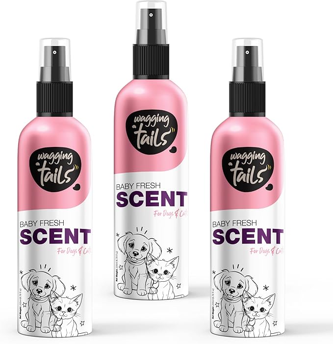 Wagging Tails 5-in-1 Baby Fresh Scent for Dogs & Cats, 6.7 fl oz (Pack of 3) | Alcohol-Free Pet Spray | Sensitive Skin Friendly & Deep Moisture Formula | Long-Lasting Scent, Non-Toxic | For All Breeds